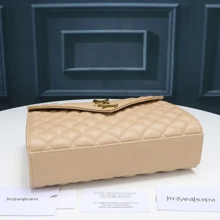 CHEAP Grained Matelasse Bag Saint Chain Laurent Gold Mixed Medium Leather Apricot Envelope In 0405